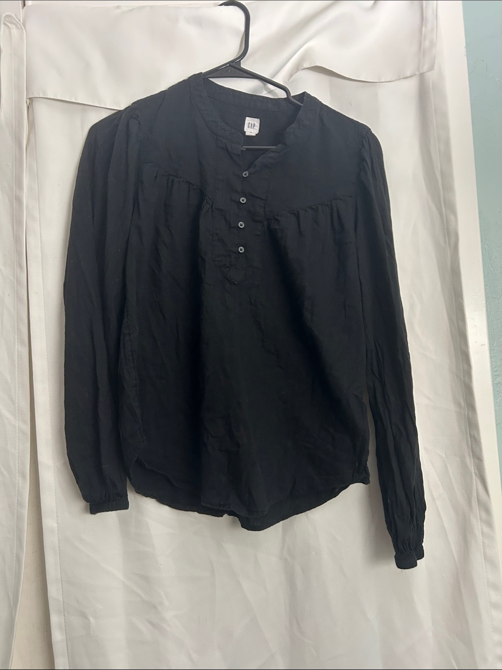 GAP Black Peasant-Style Long Sleeve Blouse